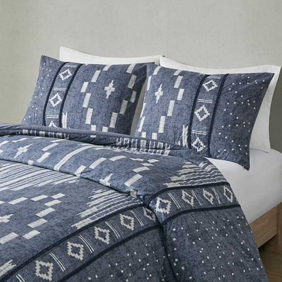 Bed & Bath Ink+Ivy | Ink+Ivy Inari Ikat Print And Braided Trims Cotton 3-Piece Comforter Set With Shams