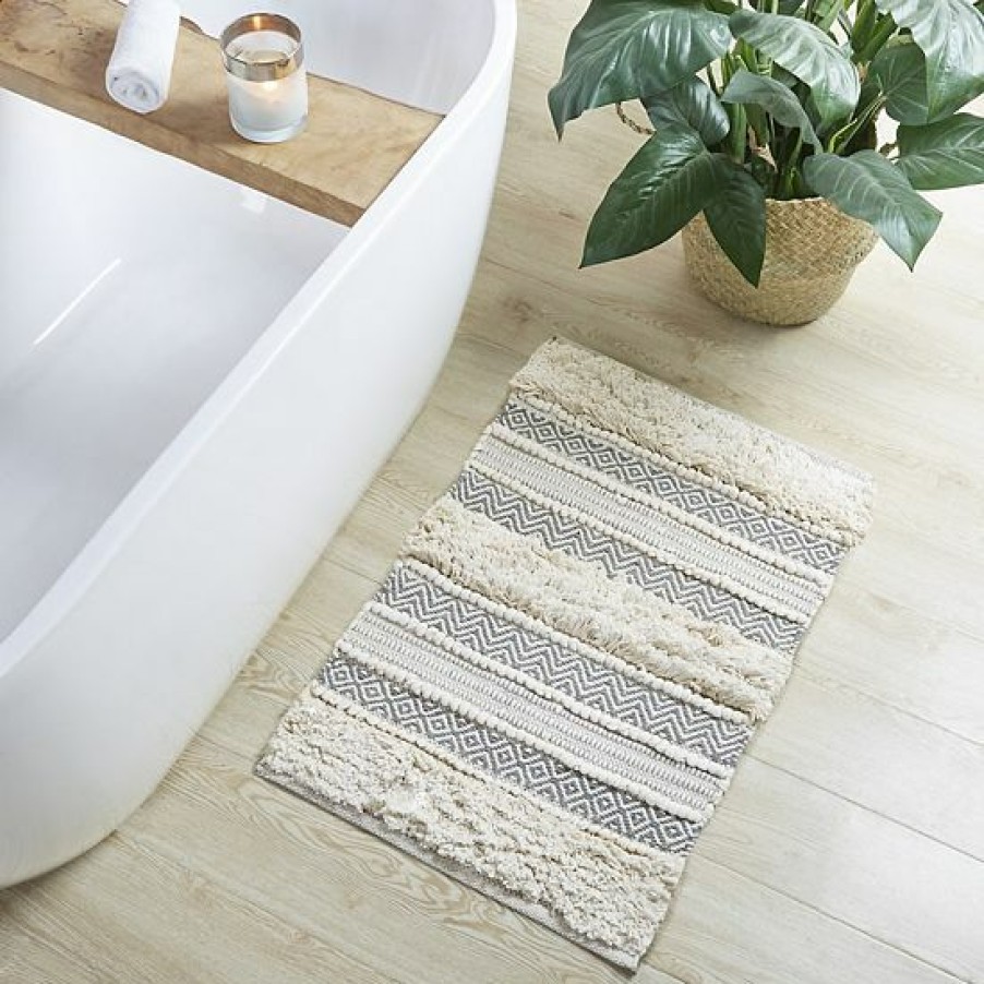 Bed & Bath Ink+Ivy | Ink+Ivy Asher Global Inspired Boho Handwoven Texture Stripe Bath Rug Natural