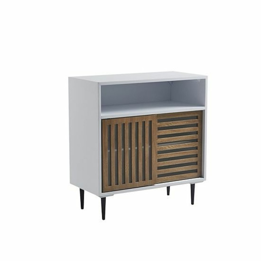 Furniture Ink+Ivy | Ink+Ivy Serenity Mid-Century Modern Sliding Slat Door Storage Cabinet