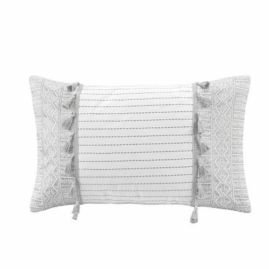 Home Decor Ink+Ivy | Ink+Ivy Selma Embroidered Tassel Oblong Throw Pillow