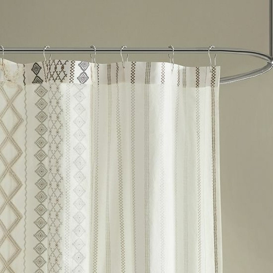 Bed & Bath Ink+Ivy | Ink+Ivy Imani Cotton Printed Tufted Chenille Stripe Shower Curtain