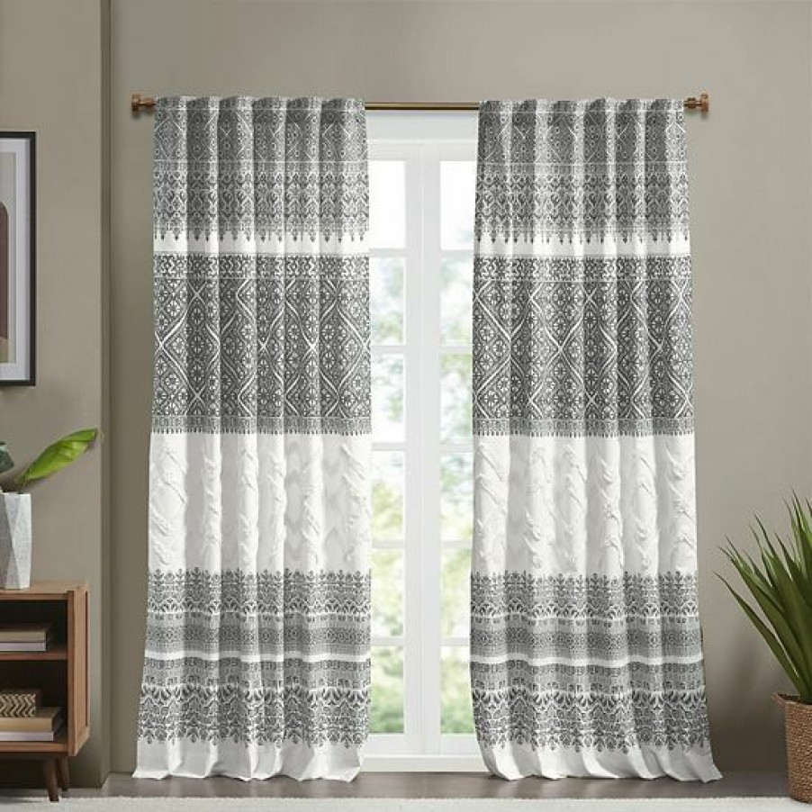 Home Decor Ink+Ivy | Ink+Ivy Mila Cotton Light Filtering Printed Window Curtain With Chenille Detail