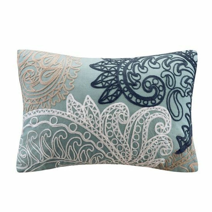 Home Decor Ink+Ivy | Ink+Ivy Kiran Paisley Embroidered Oblong Throw Pillow Blue