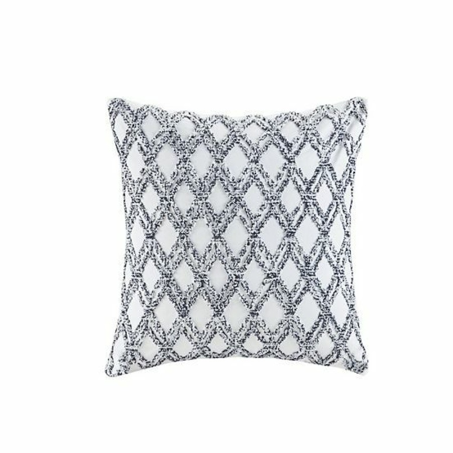 Home Decor Ink+Ivy | Ink+Ivy Riko Cotton Embroidered Square Pillow Navy