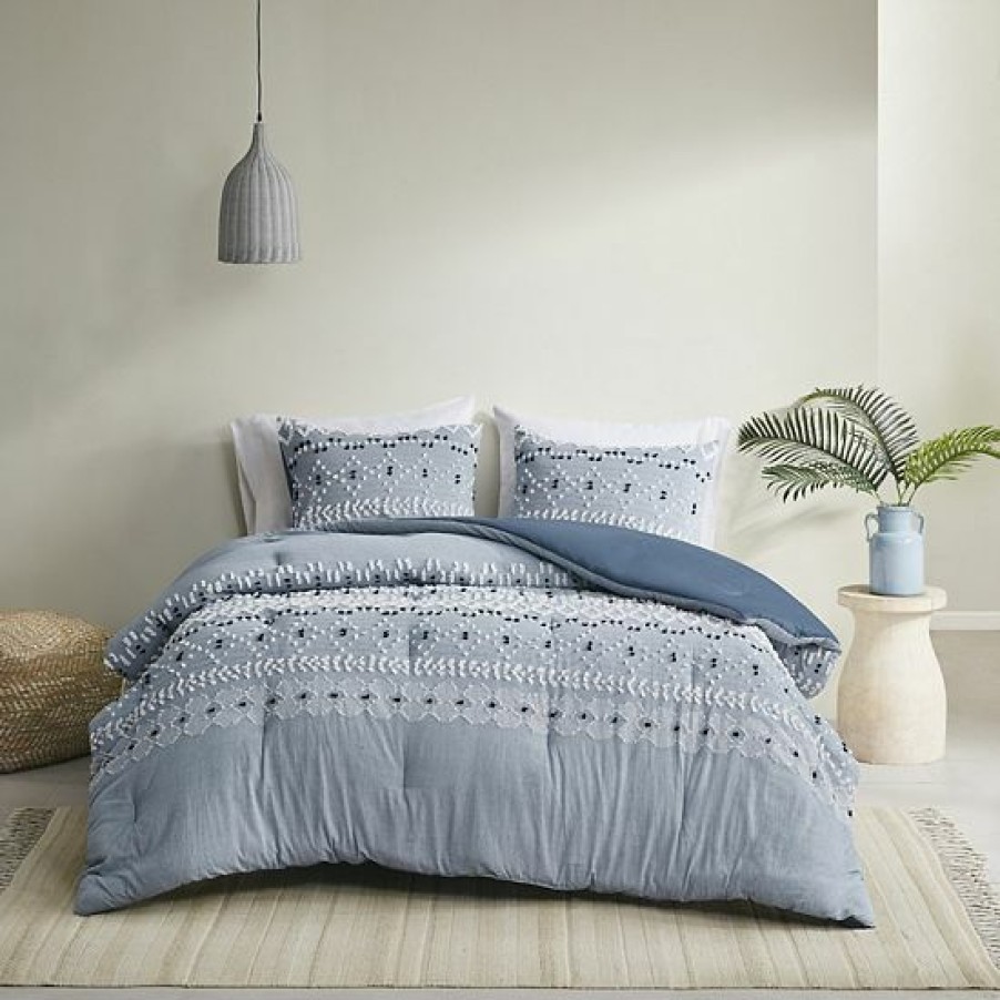 Bed & Bath Ink+Ivy | Ink+Ivy Dora Organic Cotton Clipped Chambray 3-Piece Comforter Set With Shams