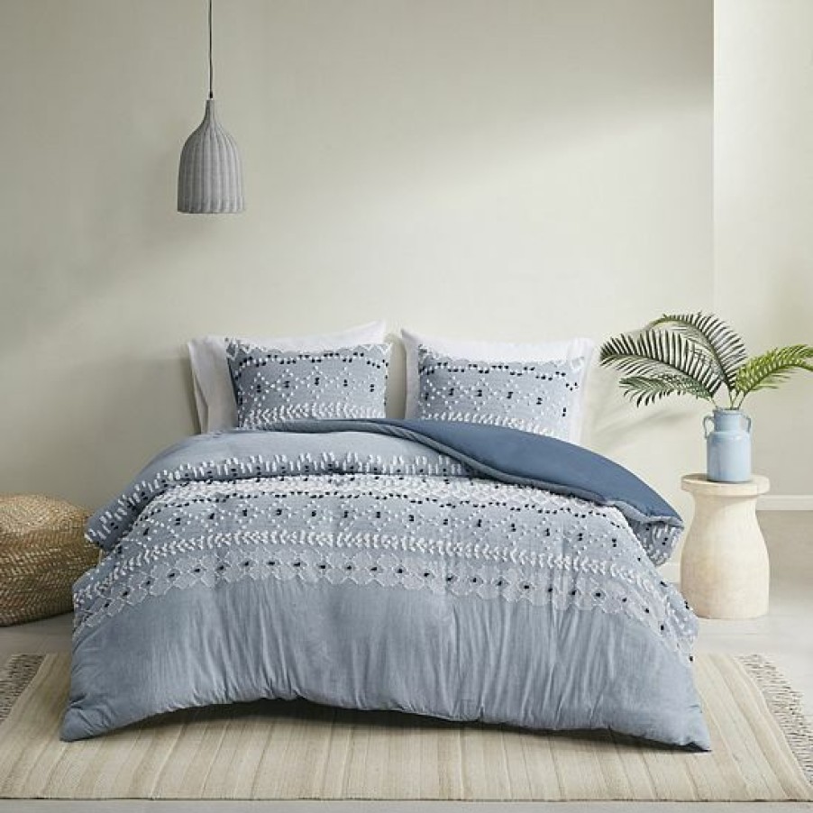 Bed & Bath Ink+Ivy | Ink+Ivy Dora Organic Cotton Clipped Chambray 3-Piece Duvet Cover Set With Shams