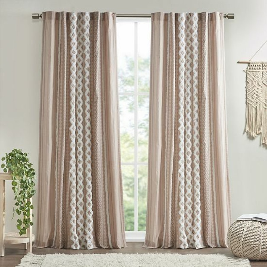 Home Decor Ink+Ivy | Ink+Ivy 1-Panel Imani Light Filtering Lined Cotton Window Curtain Panel With Chenille Stripes